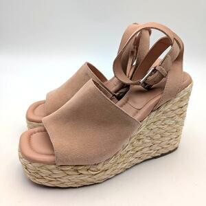 Marc Fisher LTD Nelly Wedge Espadrilles Sandal Women's Peach Size US9.5M EU40